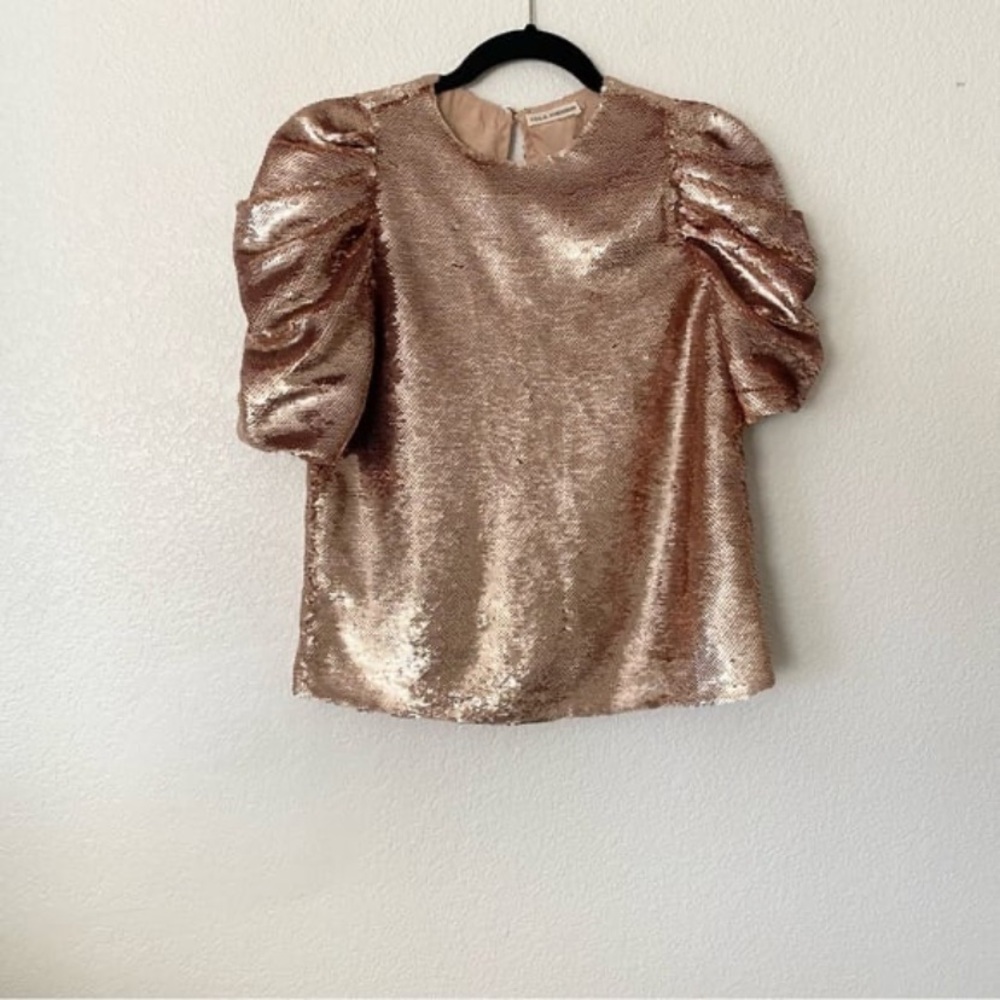 Ulla Johnson Rose Gold Sequin Blouse
